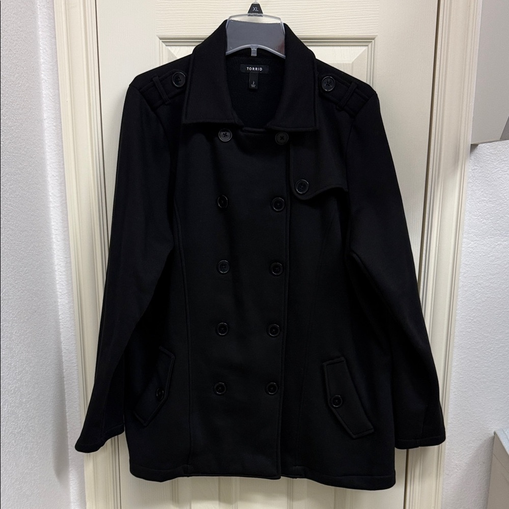 Torrid Elegant Black Pea Coat